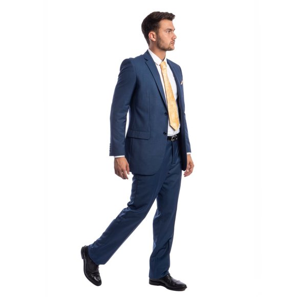 Mens 2pc Modern Fit Suit Notch Lapel, Indigo Blue - Picture 3 of 5